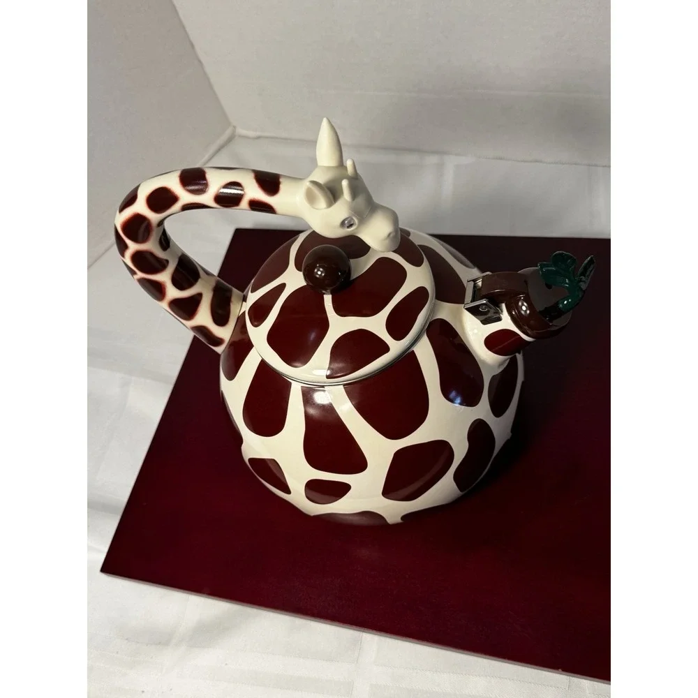 Supreme Housewares Giraffe Whistling  Enamel On Steel Teapot Tea Kettle